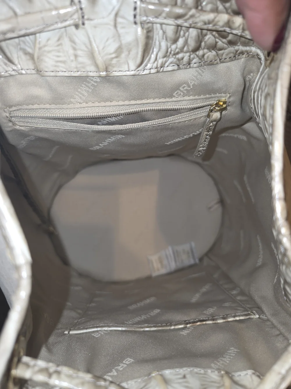 Brahmin Croc-Embossed Leather Backpack in Light Taupe